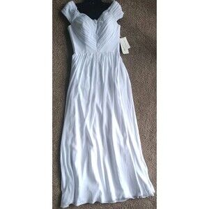 Mingda Wedding Dress Gown White  Chiffon Measure Sz 4/6 Satin Lined Pleated New